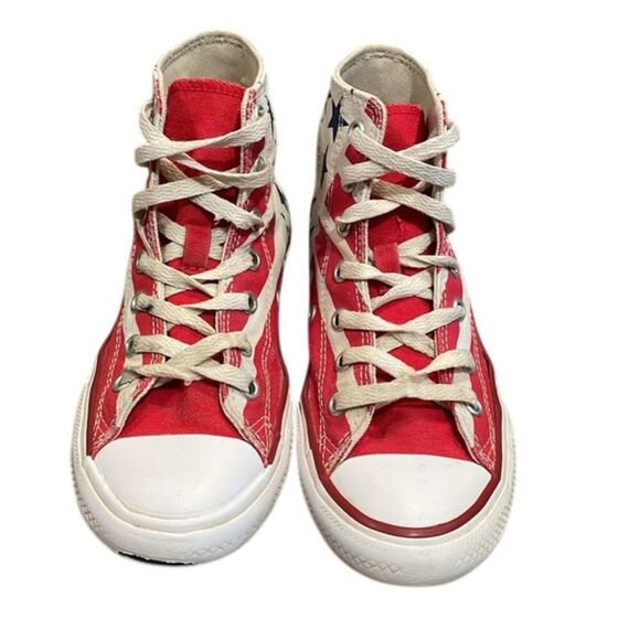 Converse American Flag Red High-Top Sneaker Shoes Juniors Size 2 - Picture 3 of 12